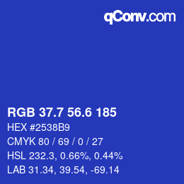 カラーコード: RGB 37.7 56.6 185 | qconv.com