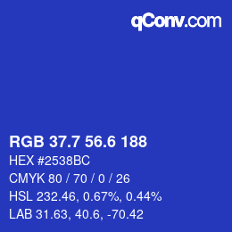 カラーコード: RGB 37.7 56.6 188 | qconv.com