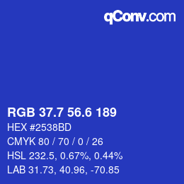 カラーコード: RGB 37.7 56.6 189 | qconv.com