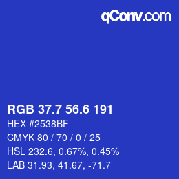 カラーコード: RGB 37.7 56.6 191 | qconv.com