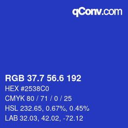 カラーコード: RGB 37.7 56.6 192 | qconv.com