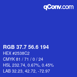 カラーコード: RGB 37.7 56.6 194 | qconv.com