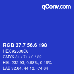 カラーコード: RGB 37.7 56.6 198 | qconv.com