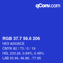 カラーコード: RGB 37.7 56.6 206 | qconv.com
