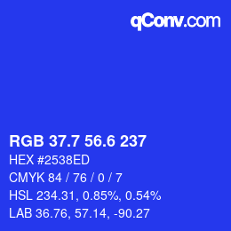 カラーコード: RGB 37.7 56.6 237 | qconv.com