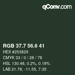 カラーコード: RGB 37.7 56.6 41 | qconv.com