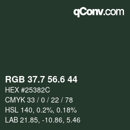 カラーコード: RGB 37.7 56.6 44 | qconv.com