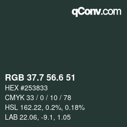 カラーコード: RGB 37.7 56.6 51 | qconv.com
