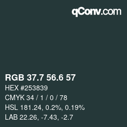 カラーコード: RGB 37.7 56.6 57 | qconv.com