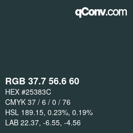 カラーコード: RGB 37.7 56.6 60 | qconv.com
