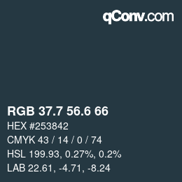 カラーコード: RGB 37.7 56.6 66 | qconv.com