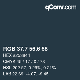カラーコード: RGB 37.7 56.6 68 | qconv.com