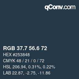 カラーコード: RGB 37.7 56.6 72 | qconv.com
