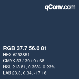 カラーコード: RGB 37.7 56.6 81 | qconv.com