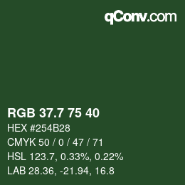 カラーコード: RGB 37.7 75 40 | qconv.com