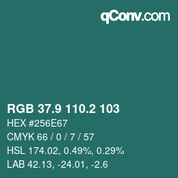 Color code: RGB 37.9 110.2 103 | qconv.com