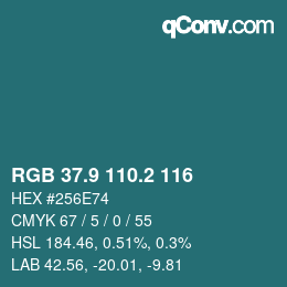 Color code: RGB 37.9 110.2 116 | qconv.com