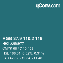 カラーコード: RGB 37.9 110.2 119 | qconv.com