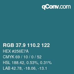 Color code: RGB 37.9 110.2 122 | qconv.com