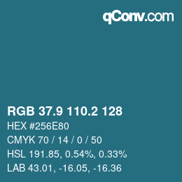 Color code: RGB 37.9 110.2 128 | qconv.com