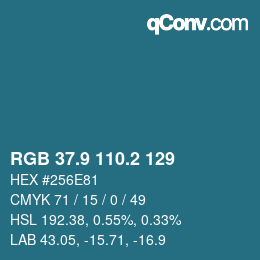 カラーコード: RGB 37.9 110.2 129 | qconv.com