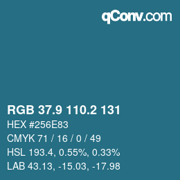 Color code: RGB 37.9 110.2 131 | qconv.com