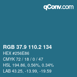 カラーコード: RGB 37.9 110.2 134 | qconv.com