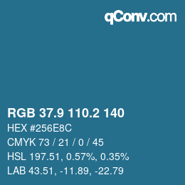 Color code: RGB 37.9 110.2 140 | qconv.com