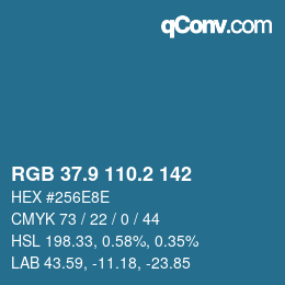 カラーコード: RGB 37.9 110.2 142 | qconv.com