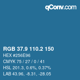 Color code: RGB 37.9 110.2 150 | qconv.com