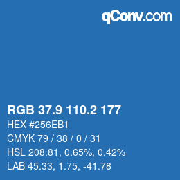 カラーコード: RGB 37.9 110.2 177 | qconv.com