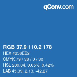 Color code: RGB 37.9 110.2 178 | qconv.com
