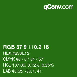 カラーコード: RGB 37.9 110.2 18 | qconv.com