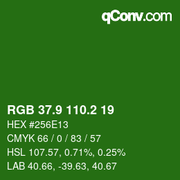 カラーコード: RGB 37.9 110.2 19 | qconv.com