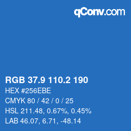 Color code: RGB 37.9 110.2 190 | qconv.com