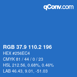カラーコード: RGB 37.9 110.2 196 | qconv.com