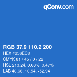 カラーコード: RGB 37.9 110.2 200 | qconv.com