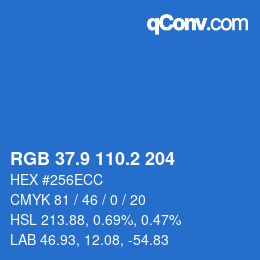 カラーコード: RGB 37.9 110.2 204 | qconv.com