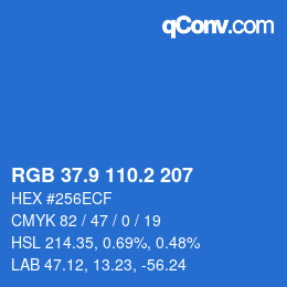 カラーコード: RGB 37.9 110.2 207 | qconv.com