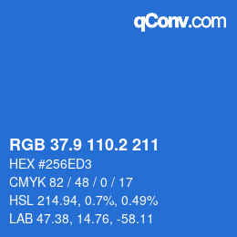 カラーコード: RGB 37.9 110.2 211 | qconv.com