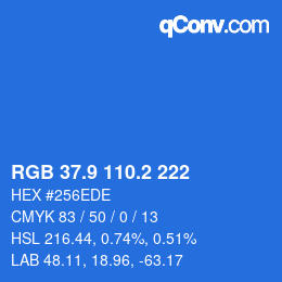 Color code: RGB 37.9 110.2 222 | qconv.com