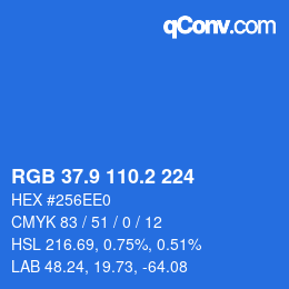 Color code: RGB 37.9 110.2 224 | qconv.com