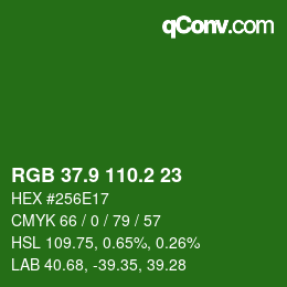 カラーコード: RGB 37.9 110.2 23 | qconv.com