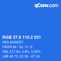 Color code: RGB 37.9 110.2 231 | qconv.com