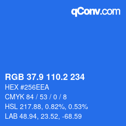 Farbcode: RGB 37.9 110.2 234 | qconv.com