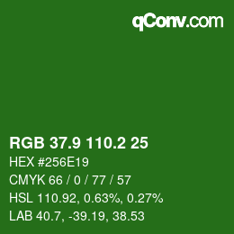カラーコード: RGB 37.9 110.2 25 | qconv.com