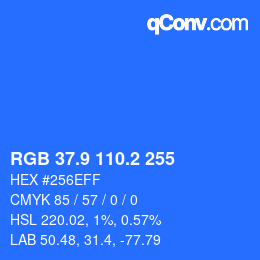カラーコード: RGB 37.9 110.2 255 | qconv.com