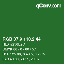 カラーコード: RGB 37.9 110.2 44 | qconv.com