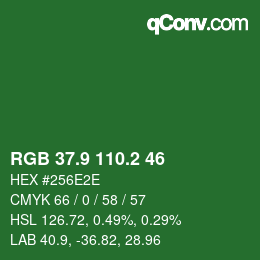 カラーコード: RGB 37.9 110.2 46 | qconv.com