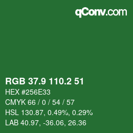カラーコード: RGB 37.9 110.2 51 | qconv.com